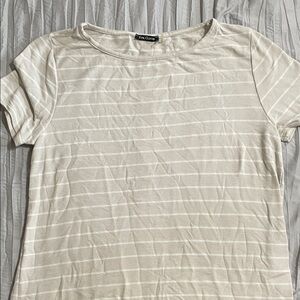 Pink Clover Beige Striped Short Sleeve Tee